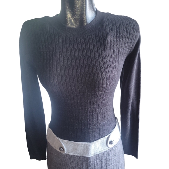 IZ Byer Black and Grey Knit Sweater Dress M - Picture 2 of 7